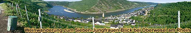 Ausblick vom Sieben-Jungfrauen-Blick bei der Weinwanderung auf Oberwesel am Rhein